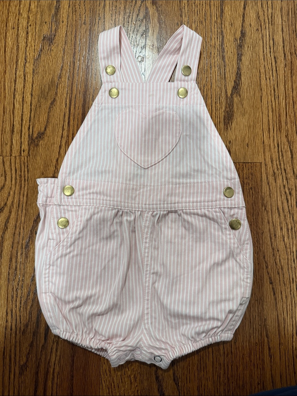 TBBC Pink Striped Heart-Front Baby Overalls (18-24m)